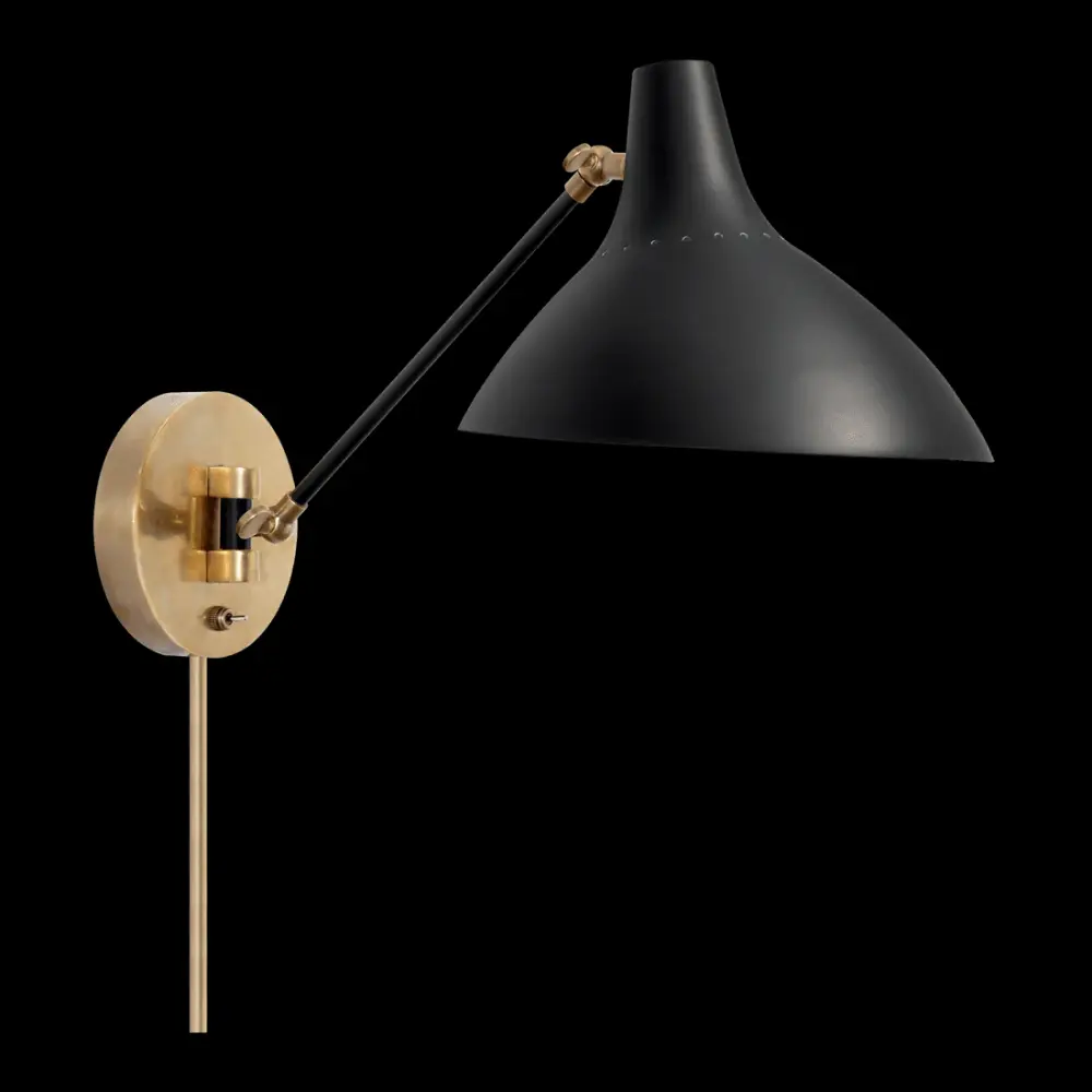 Charlton Wall Light - Ebony & Antique Brass Mounting Hardware