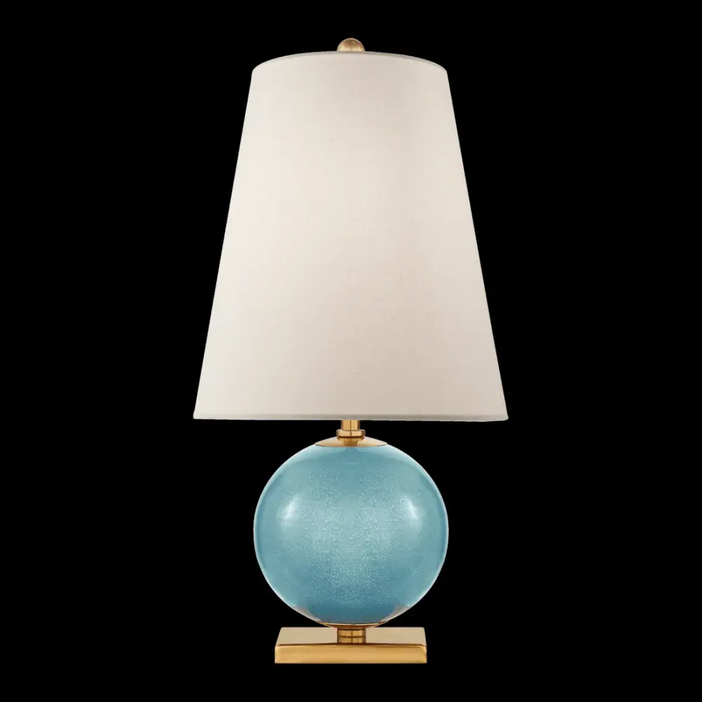 Corbin Mini Accent Lamp - Sandy Turquoise Cream Flax Shade