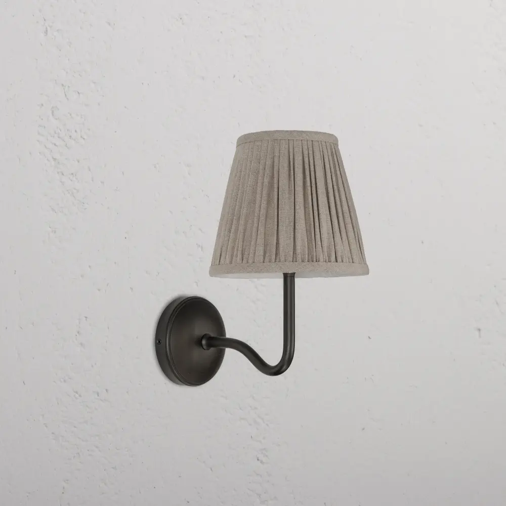 Malvern Medium Wall Light Pleated Natural Taupe - Bronze