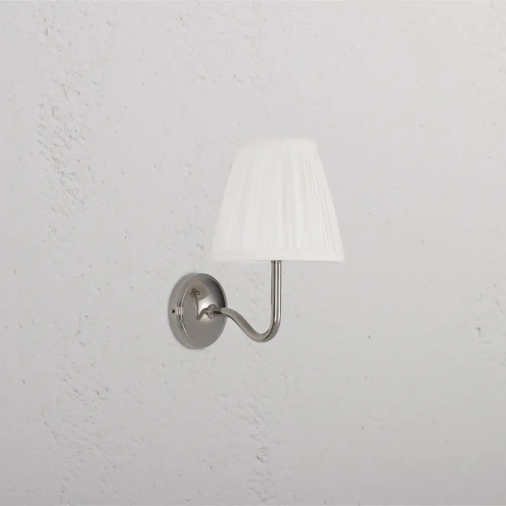 Malvern Small Wall Airy Pleated Alabaster White - Polished Nickel