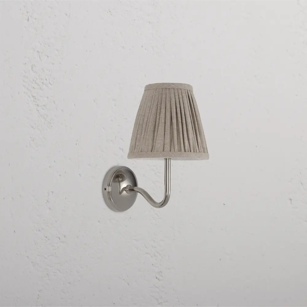 Malvern Small Wall Light Pleated Natural Ecru - Polished Nickel