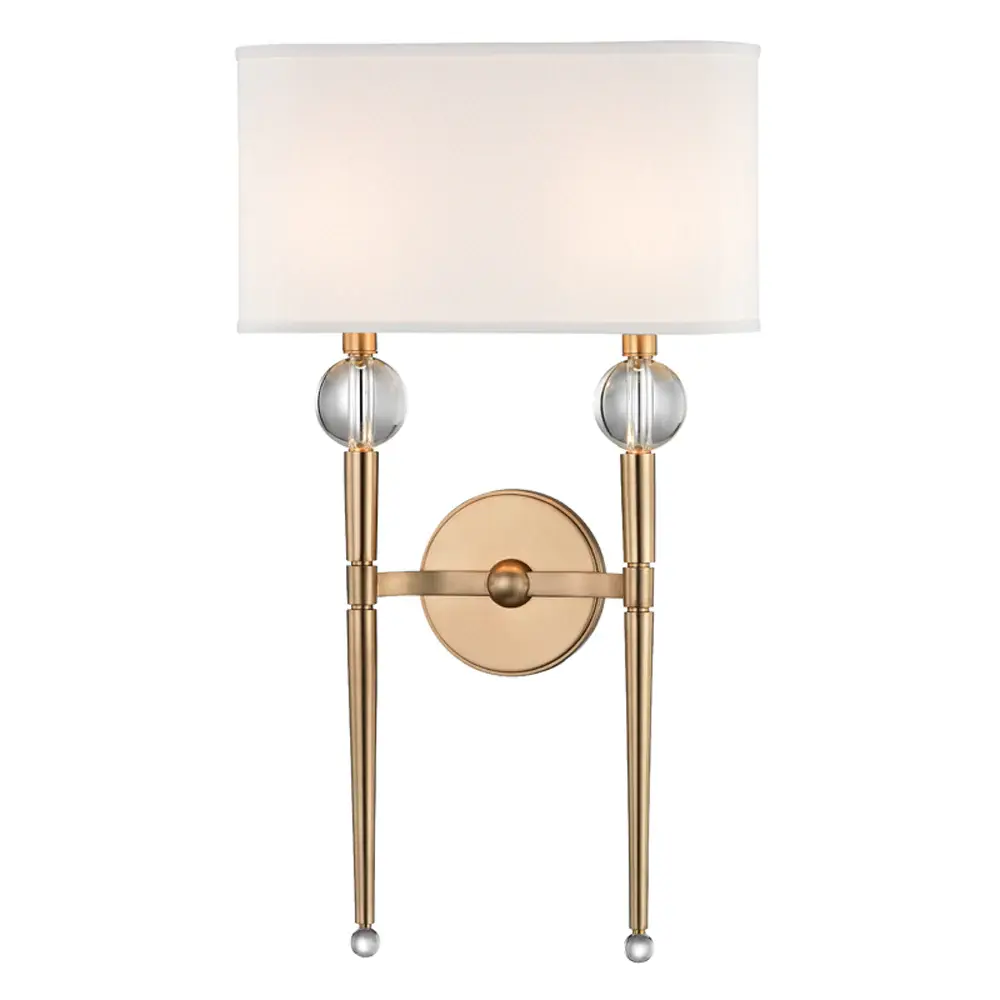Rockland Wall Light - Aged Brass & Off Snow - 2 Light