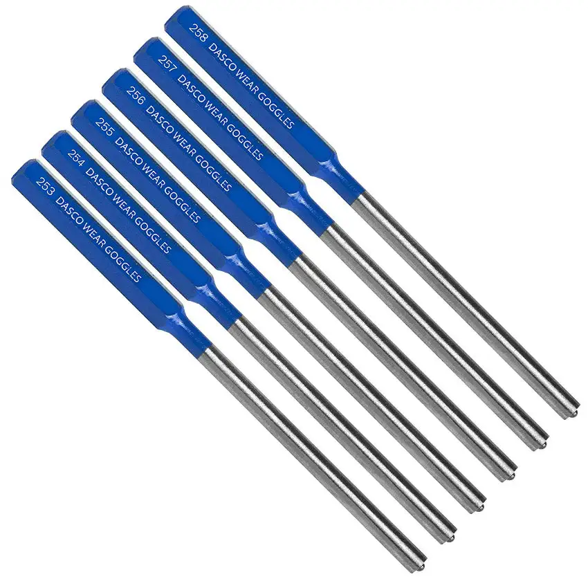 Dasco Pro 11 Roll Pin Punch Kit Heat Treated Point 6-Piece Steel Set