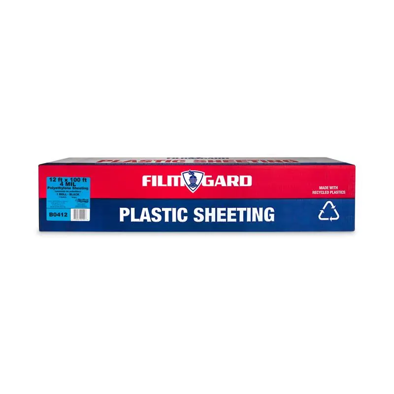 Film-Gard 4 mil Black Plastic Sheeting 10 ft x 50 ft Polyethylene Light Blocking