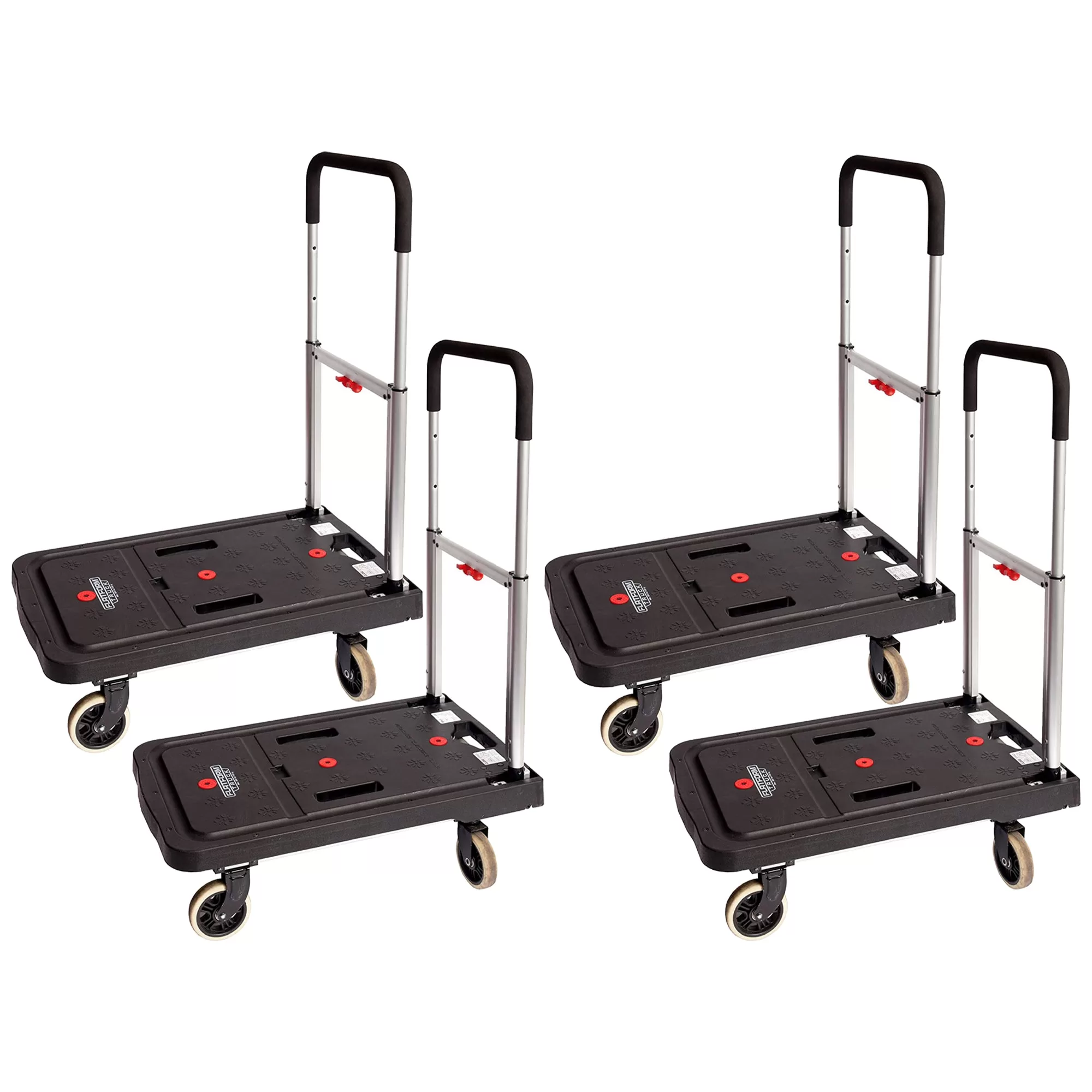 Magna Cart FF 4 Wheel Folding Platform Transport Cart Supports 300 lbs 4 Pack