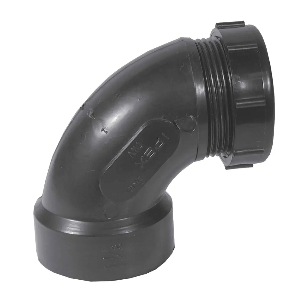ABS-DWV 90˚ Elbow «Slip Joint Nut x Hub», 1-1/2"