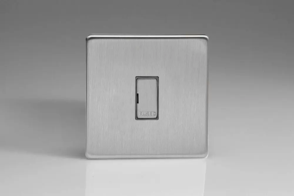 UL Listed Varilight 13A Unswitched Fused Spur Metallic Inserts Brushed Steel XDS6UDS