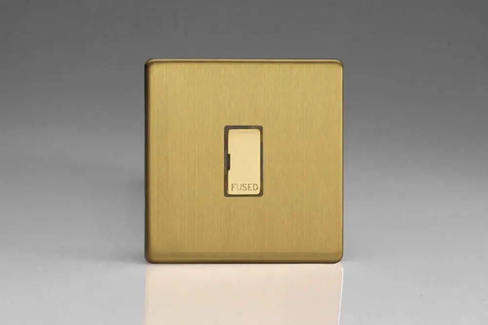 Paddle Rocker Varilight 13A Unswitched Fused Spur Metal Inserts Soft-touch Brass XDB6UDS