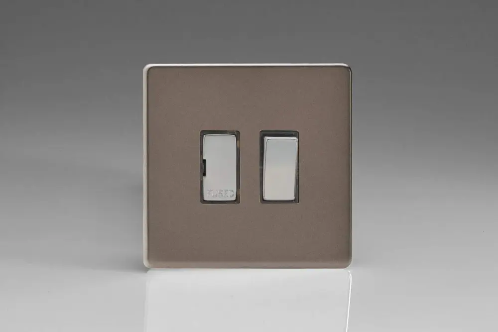 Varilight 13A Switched Fused Spur Metallic Inserts Pewter XDR6DS
