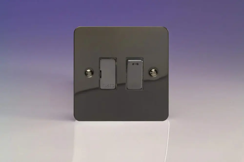 Varilight 13A Switched Fused Spur + Neon Metallic Inserts Iridium XFI6ND