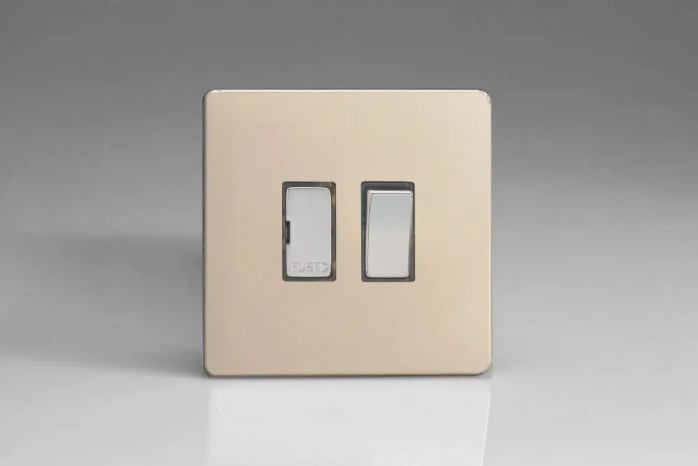 Varilight 13A Switched Fused Spur Steel Inserts Satin Chrome XDN6DS