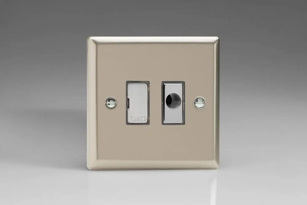 Varilight 13A Unswitched Fused Spur + Flex Outlet Metal Inserts Satin Chromium XN6UFOD