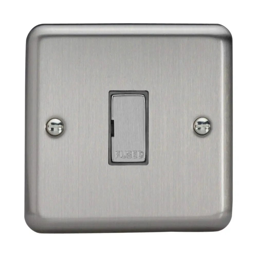 Varilight 13A Unswitched Fused Spur Steel Inserts Matt Chrome XS6UD