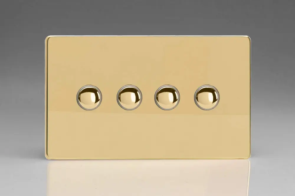 Varilight 4-Gang 6A 1-Way Push-to-Make Momentary Switch (Twin Plate) Polished Warm alloy XDVM4S Smart Homes