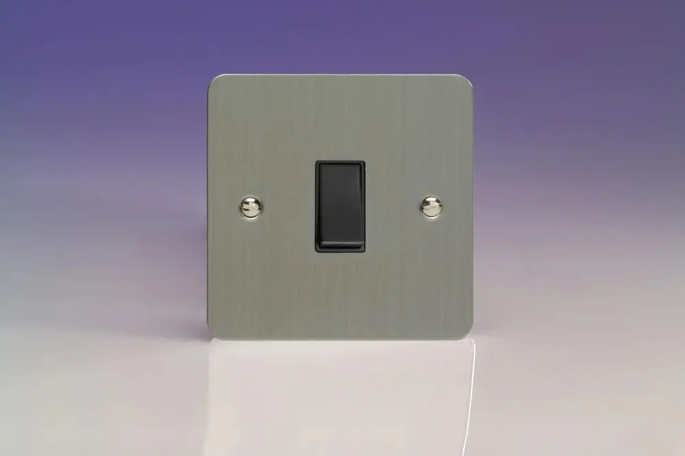 Varilight XFSBPB 1-Gang 10A Retractive Switch Matte Steel Black Insert