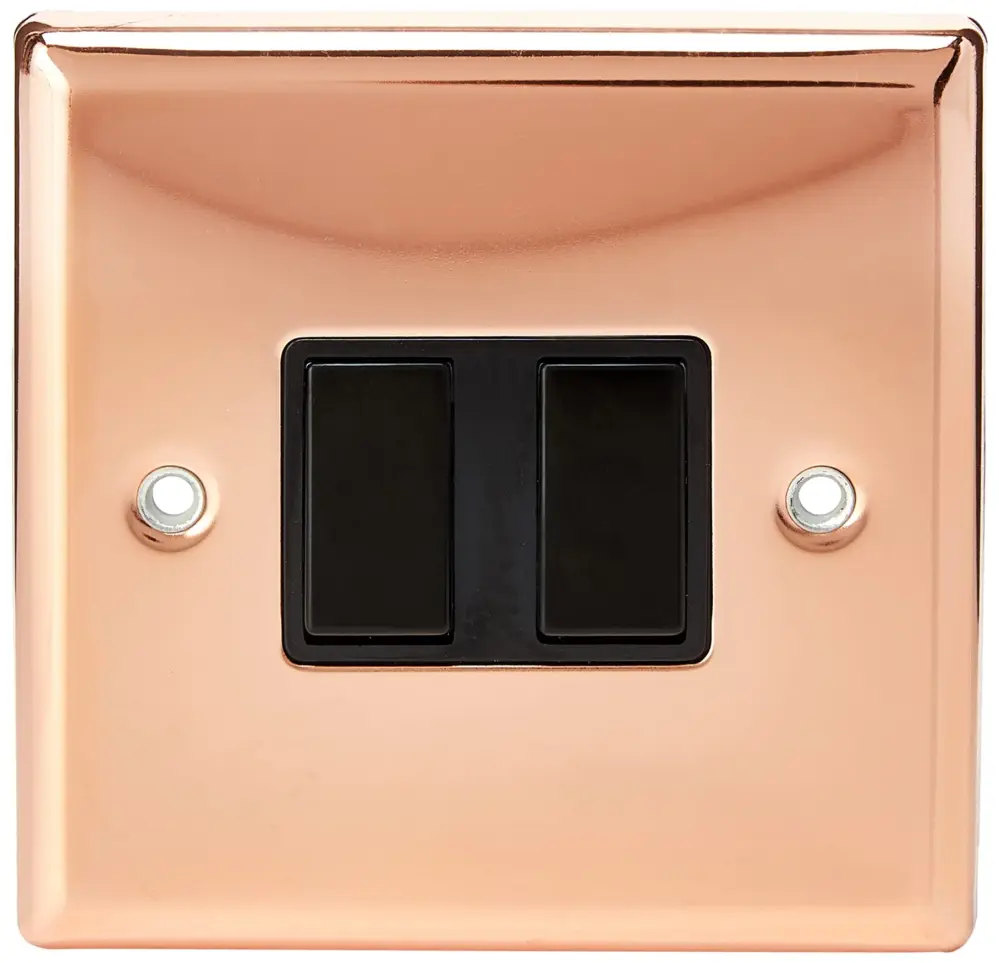 Varilight XY2B.CU Light Switch 2-Gang 2 Way 10 Amp Polished Terra cotta (Black Inserts)