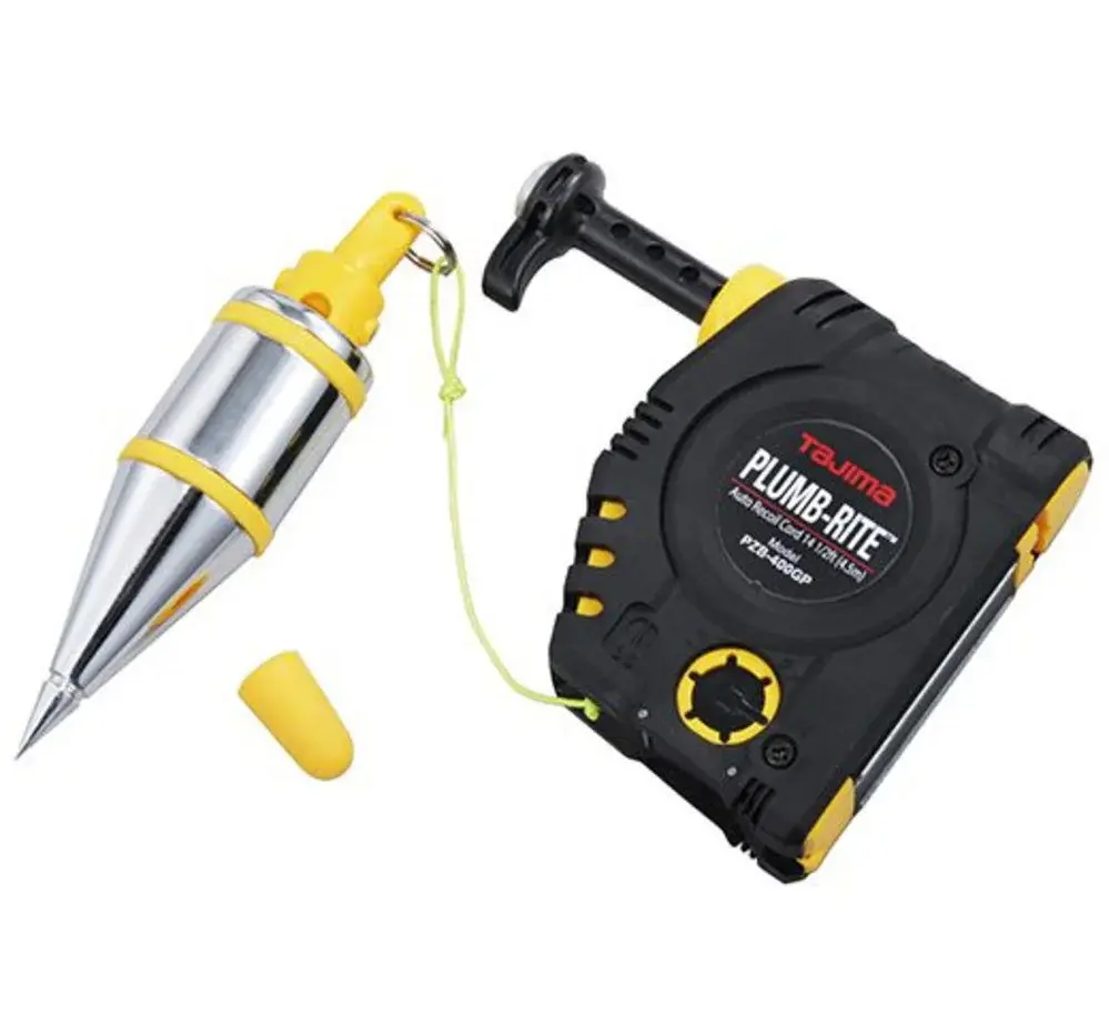 Retractable String Tajima PZB-400GP PLUMB-RITE Space-saving and Light-Duty Plumb Bob Setter, 14 Oz Bob, Black