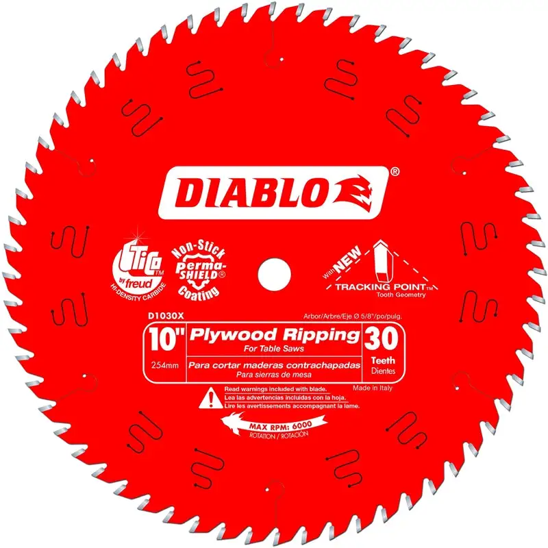 Diablo D1030X Plywood Ripping Saw Blade 5/8 Arbor 30 Tooth x 10 Inch