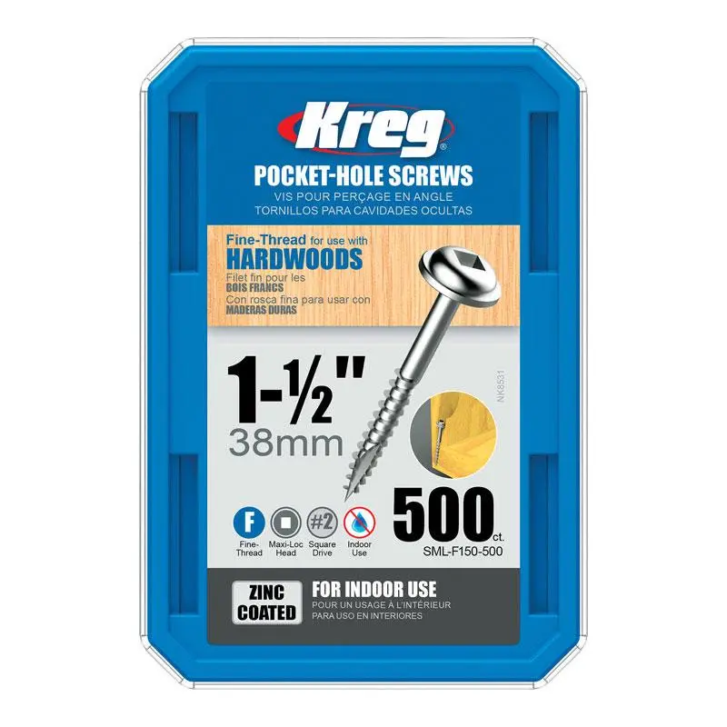 Kreg No. 6, No. 7, No. 8 X 2.06 . L Square Pocket-Hole Screw Kit 675 pk - Multi-Size Fastener Set