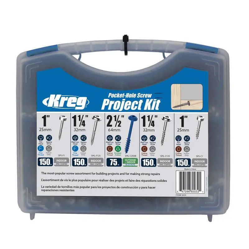 Kreg No. 14 X 2 1/2 . L Square Zinc-Plated Pocket-Hole Screw 125 ct - Heavy Duty Fasteners