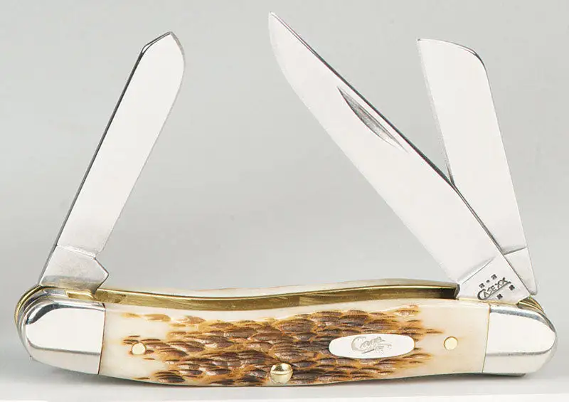 Case Stockman Med Amber Stainless Steel 4 Inch Pocket Knife Clip Point Blade