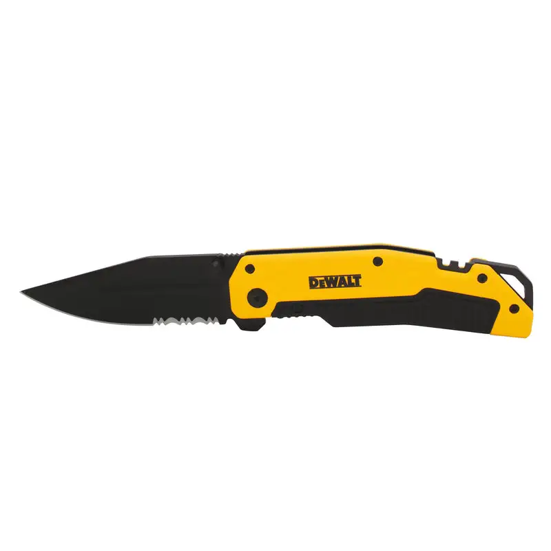DeWalt 8CR13MOV Steel 8 Inch Premium Pocket Knife Black and Yellow