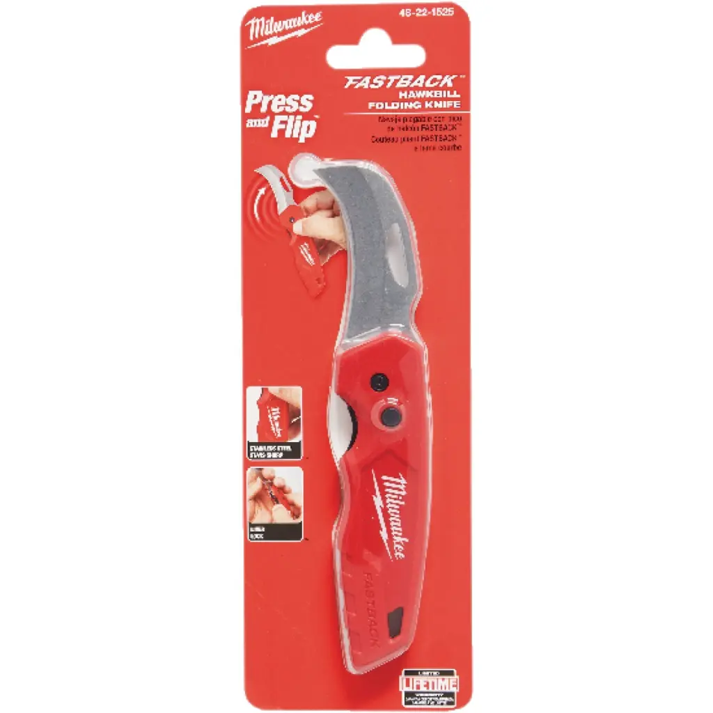 Milwaukee FASTBACK Hawkbill 2-1/4 Inch Folding Pocket Knife Professionals