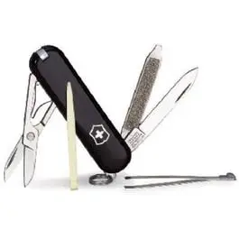 Black Classic Pocket Knife - Durable Stainless Steel Folding Knife Safety Lock Victorinox Swiss Army