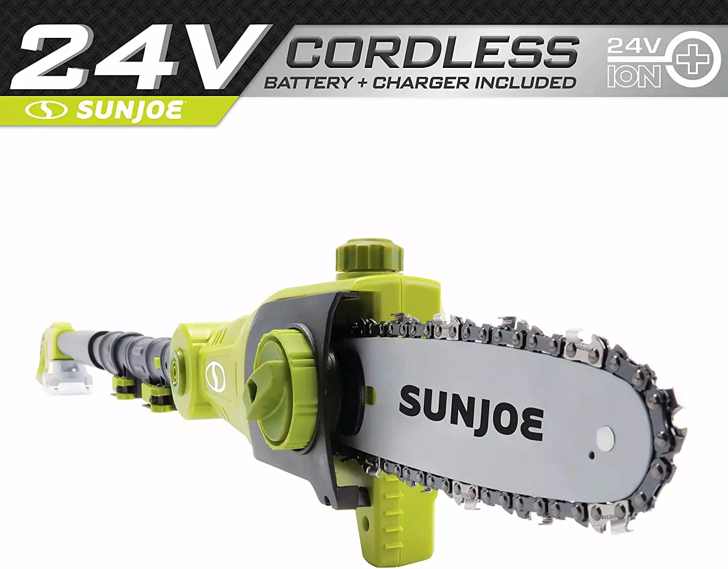 Restored Sun Joe 24V-PS8-CT 24-Volt iON+ Cordless Telescoping Pole Chainsaw Kit | 8-Inch | TOOL ONLY (Refurbished)