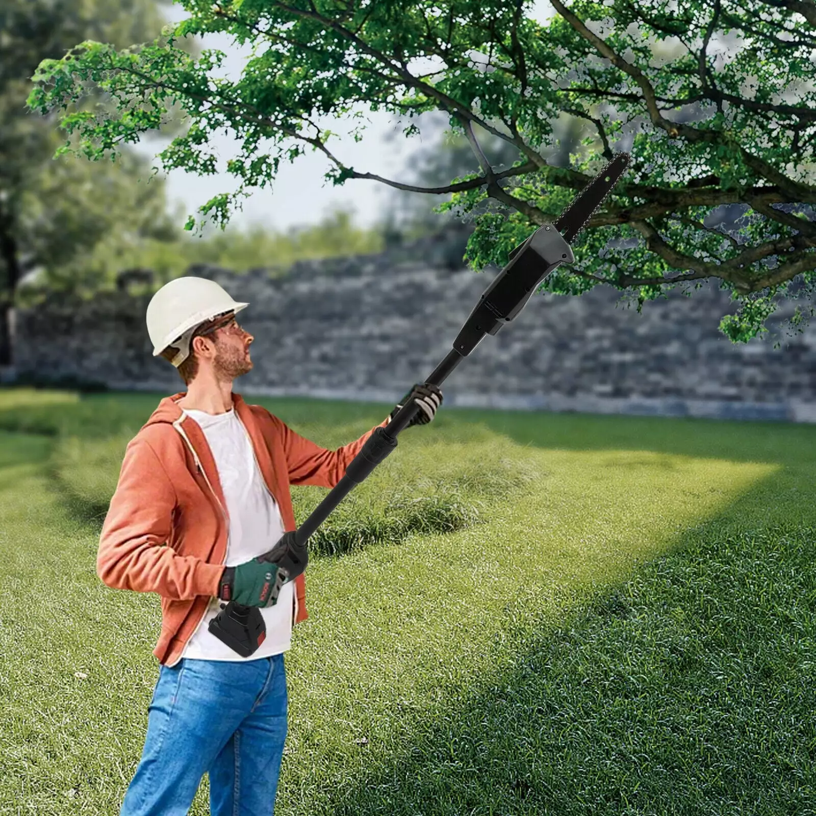 Miumaeov Electric Pole Saw Chainsaw Tree Trimmer 1500mAh Battery and Standard Charger Cordless Rechargeable Extendable Sha...