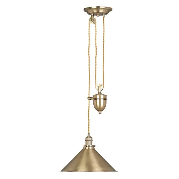Provence 1 Light Pendant Buoyant Rise and Fall - Aged Brass