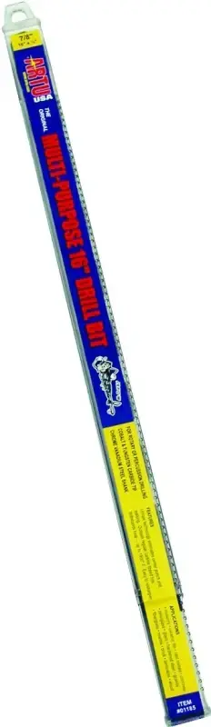 ARTU 01185 Jobber Drill Bit, 7/8 Dia, 16 OAL, Parabolic Flute, 1/2 Dia Shank, Reduced Shank