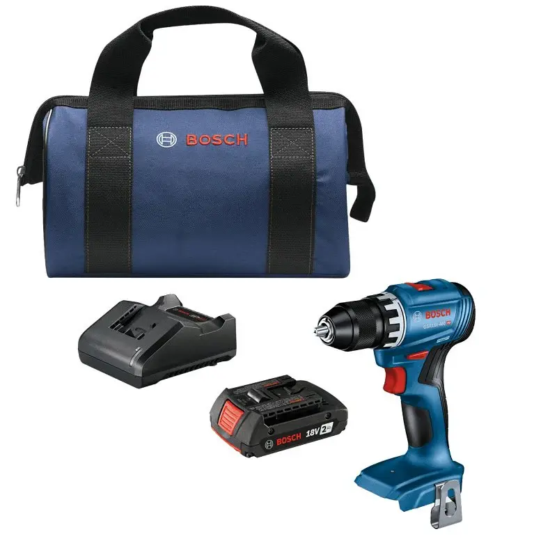 Bosch GSR18V-400B22 Portable Drill Kit, Battery Included, 18 V, 2 Ah, 1/2 Chuck, Keyless Chuck
