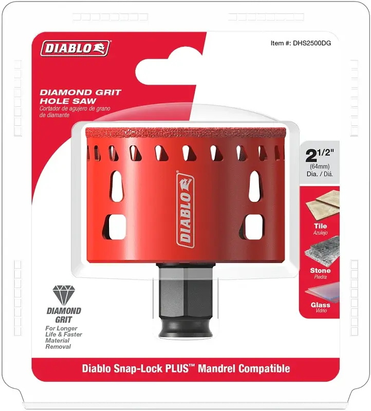 Diablo DHS2500DG Diamond Grit Hole Saw, 2-1/2 Dia