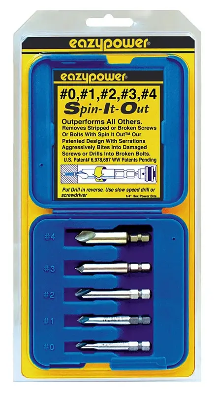 Eazypower Spin It Out Series 82681 Broken Screw Remover, #0 to 5 Bolt/Screw, HSS