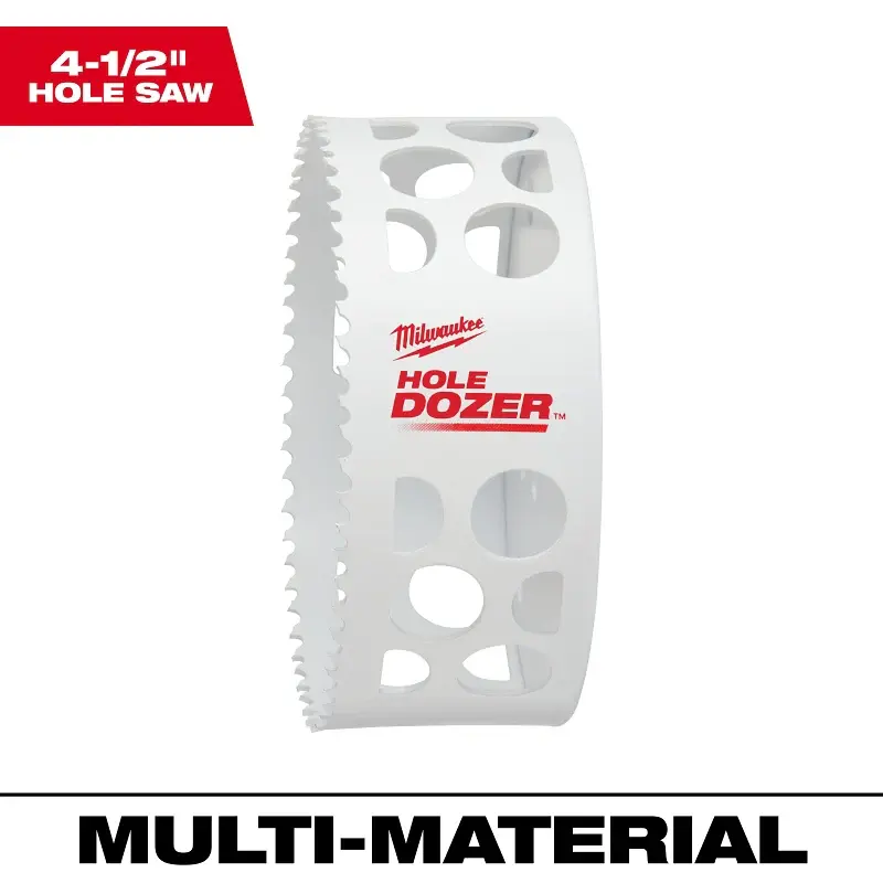 Milwaukee 49-56-9649 Hole Saw, 4-1/2 Dia, 1-5/8 D Cutting, 1/2-20 Arbor, 4, 5 TPI, Bi-Metal Cutting Edge
