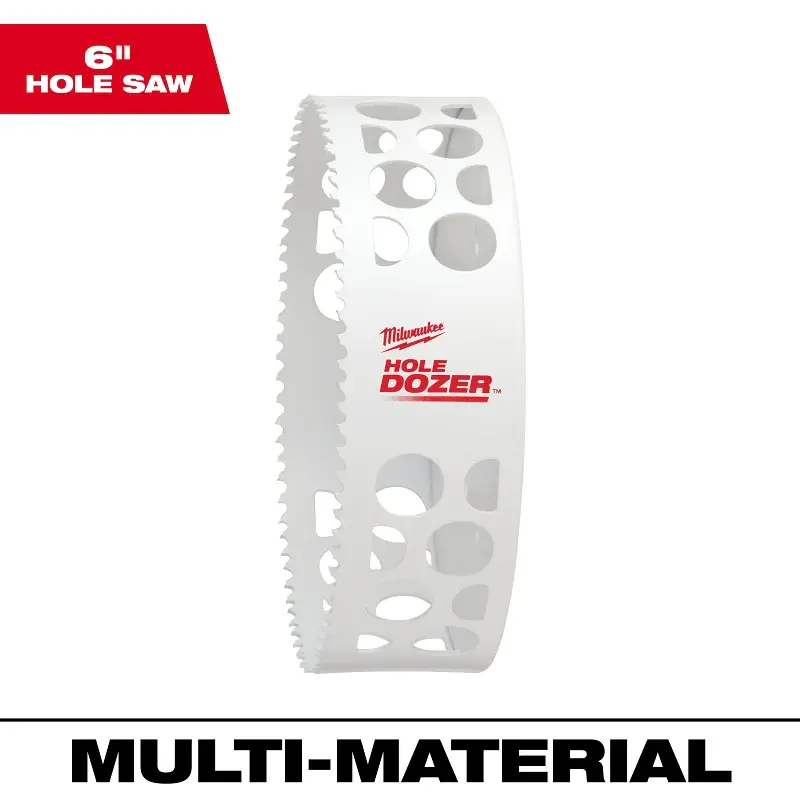 Milwaukee 49-56-9656 Hole Saw, 6 Dia, 1-5/8 D Cutting, 1/2-20 Arbor, 4, 5 TPI, Bi-Metal Cutting Edge