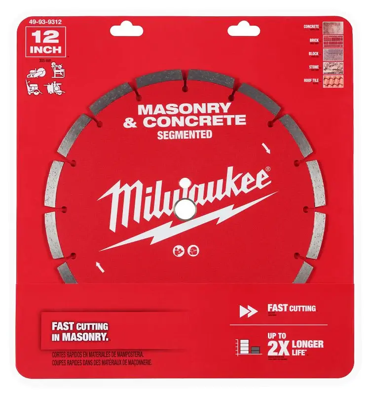 Milwaukee 49-93-9312 Saw Blade, 12 Dia, 1 -20 mm Arbor, Segmented Rim