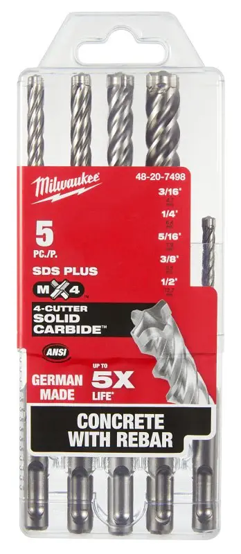 Milwaukee M/2 MX4 48-20-7498 Drill Bit Place, 5-Piece, Carbide/Steel