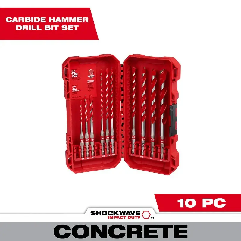 Milwaukee SHOCKWAVE Impact Duty Series 48-20-9058 Drill Bit Place, 10-Piece, Carbide