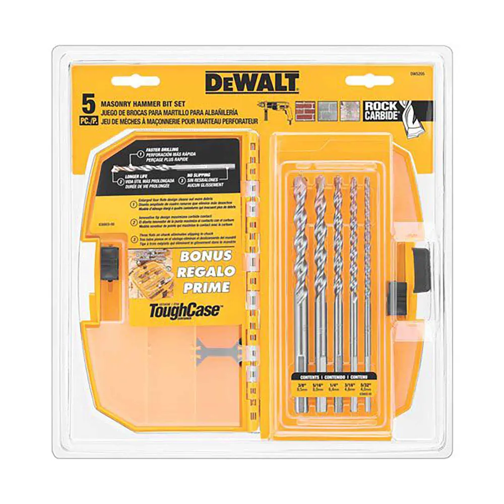 Set Rock Carbide Tipped Impact Drill Bits, 5 Pieces