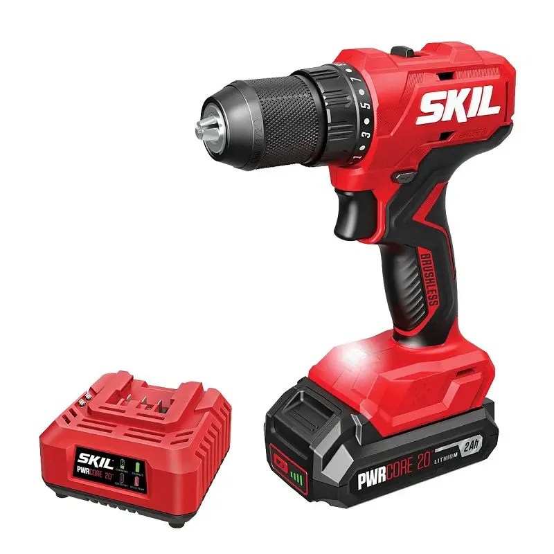Skil DL6280B-10 Drill Driver Kit, Battery Included, 20 V, 2 Ah, 1/2 Chuck, Keyless Single-Sleeve Chuck
