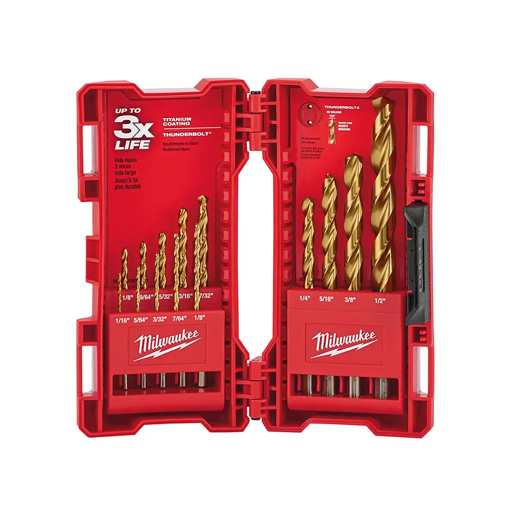 THUNDERBOLT Titanium-built Coated Drill Bits, 14 Pieces
