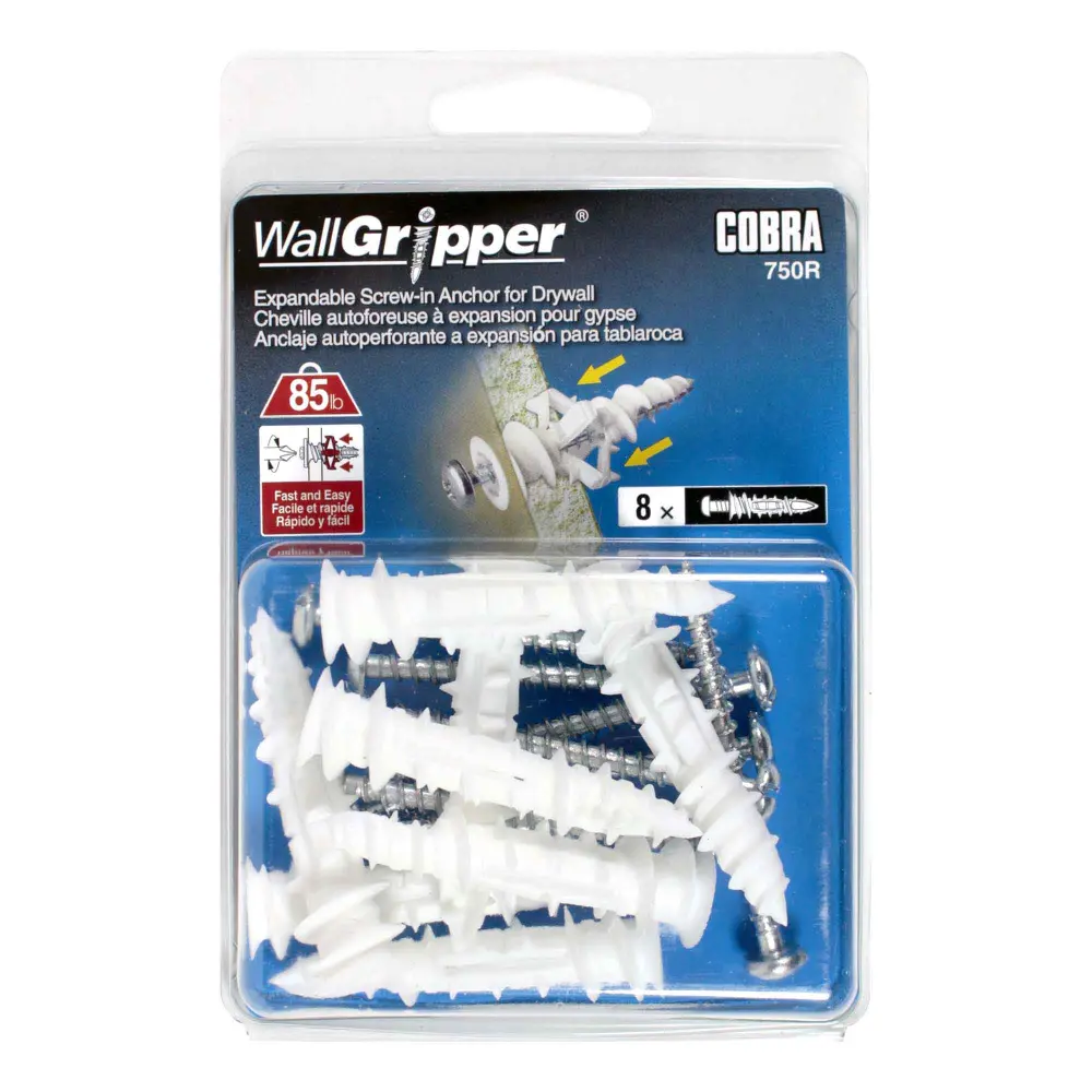WallGripper Self-Drilling Gypsum Expander Plug #8 x 2-1/4", 8 Units