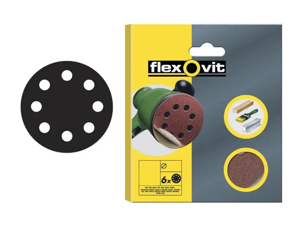 Flexovit Hook & Loop Sanding Disc 115Mm Coarse 50G (Pack 6)