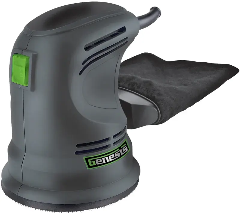 Genesis GROS2304 Random Orbit Sander, 2.2 , 5 Pad/Disc, Contains: Dust Bag and Sanding Disc Assortment