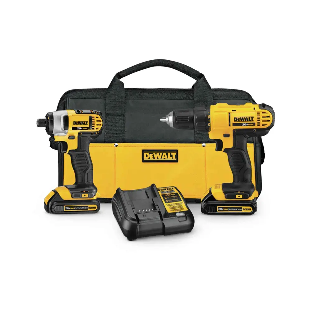 Cordless Compact 20V MAX Lithium Ion Drill Driver and Impact Driver Combo Kit, 2 Batteries