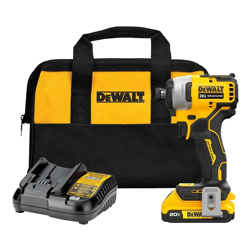 DEWALT ATOMIC DCF809D1 Cordless Efficient Impact Driver Kit, Battery Included, 20 V, 2 Ah, 1/4 Drive, 3200 ipm