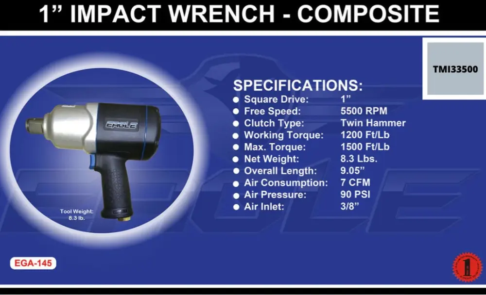 Brushless Motor 1 Inch Impact Wrench Composite