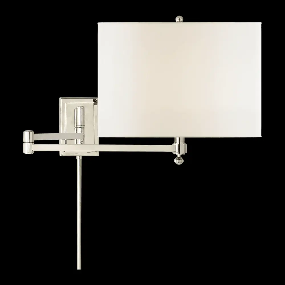 Hudson Swing Arm - Shiny Nickel Linen Shade